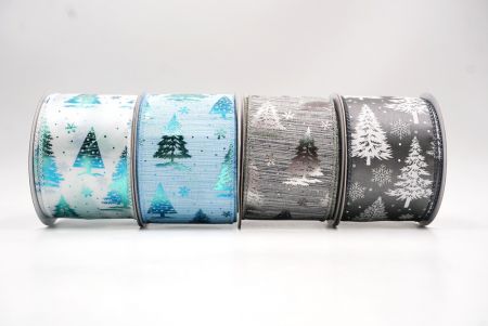 Frosty Winter Wonderland Christmas Tree Wired Ribbon - Frosty Winter Wonderland Christmas Tree Wired Ribbon